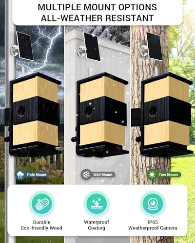 Smart Bird House with Camera Solar Powered, 2K Live Video & Night Vision for 24/7 Nesting Recording, Auto Detect & Notify, Ideal Nature Gift for Bird Lovers, AI Identify Lifetime Free — view 6