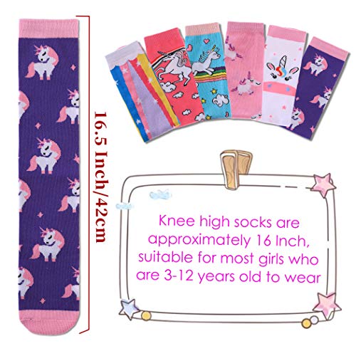 Image of FNOVCO Girls Knee High Socks Cartoon Animal Patterns Cotton Over Calf Socks