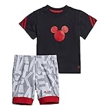 Chándal de bebé adidas INF DY MM Sum B Set, Baby Boys, Top:Black/Vivid Red Bottom:Medium Grey Heather/White/Vivid Red S21, 3-6M