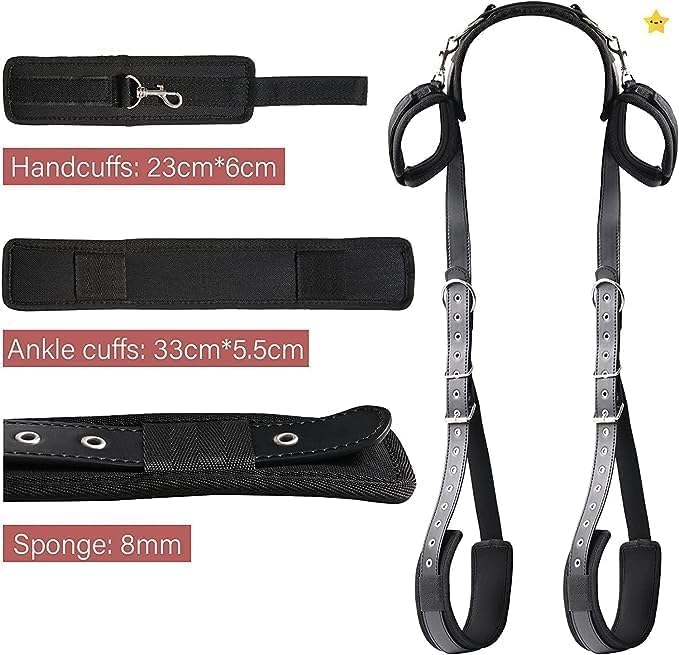 Miniatura 4 de Kit de restricciones de piernas de cuero sintético BDSM para adultos, parejas, juego de cuerda y cuerda, juego de esposas de bondage, correas de