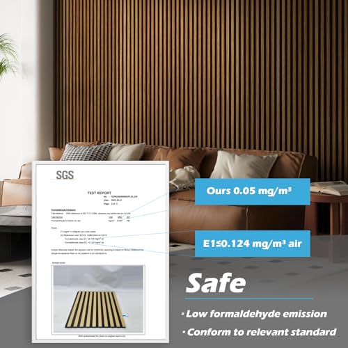 Image of Art3d 108 x 12 Inch 3D Fluted Soundproof Wood Slat Wall Panel, 2-Pack, Teak