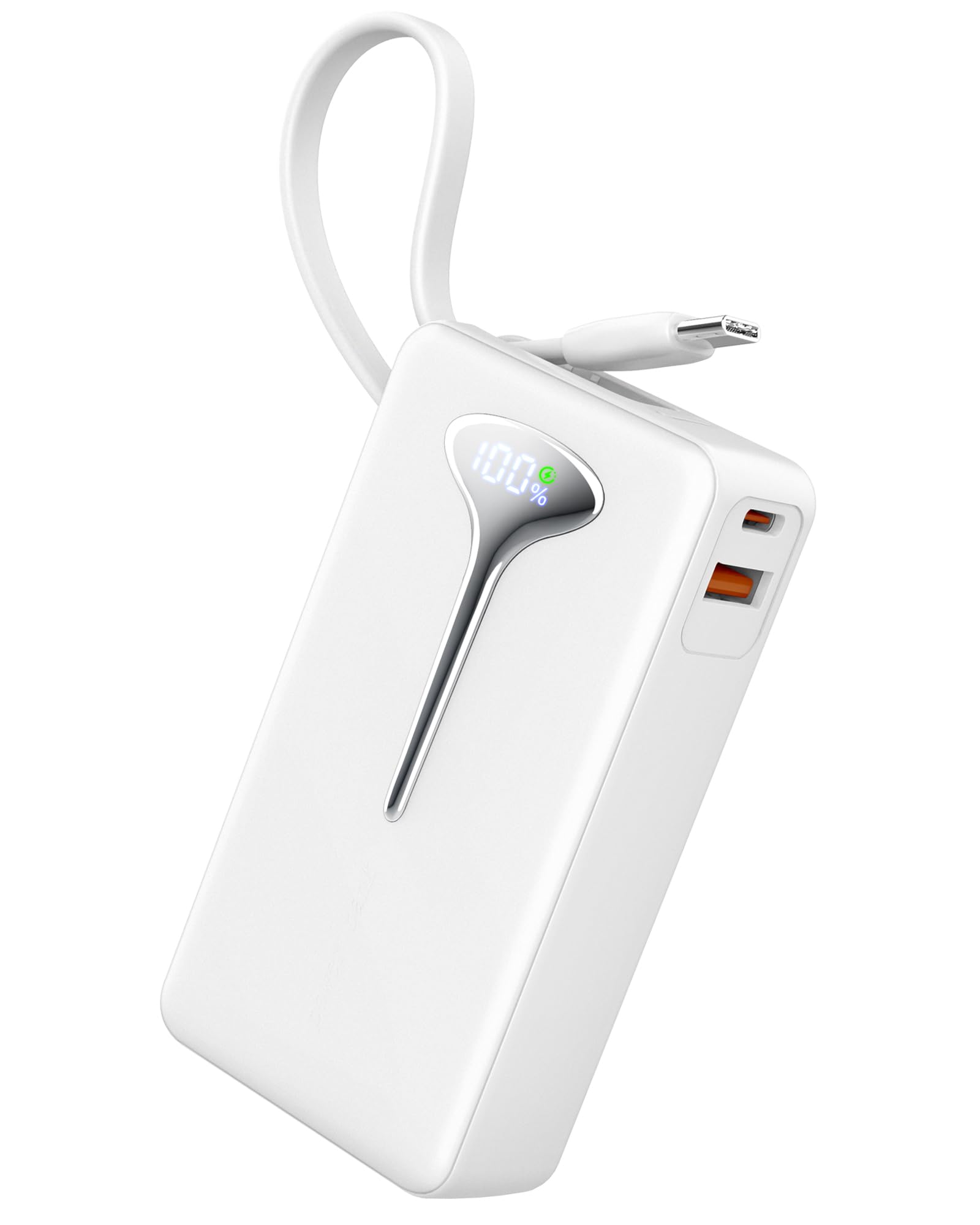 Power Bank 10000mAh, 22.5W Powerbank Ricarica Rapida USB C, Raricatore Portatile con Cavi Integrati Piccolo Potente, Raricabatterie Portatile con 3 porte per iPhone 16 15 14 Samsung iPad Tablet banca