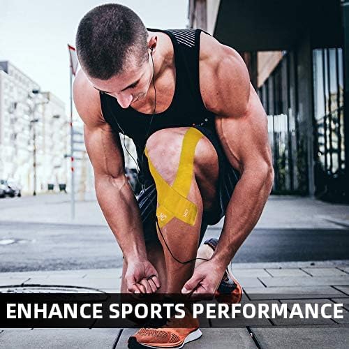 Miniatura 6 de OK TAPE - Cinta de kinesiología (20 tiras precortadas), sin látex, impermeable, cinta deportiva para aliviar el dolor, da soporte y estabilidad a la