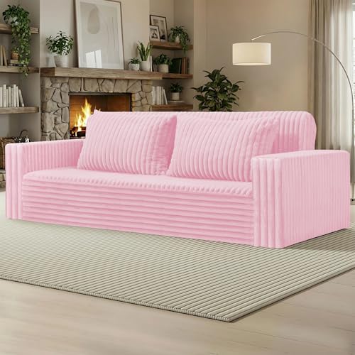 Image of HABUTWAY Folding Sofa Bed, 2 in 1 Convertible Sleeper Chair with 2 Pillows, Portable Fold Out Chair Bed with Armrest, Comfy Floor Couch, Lazy Sofa for Living Room Bedroom Dorm Home Office, Pink