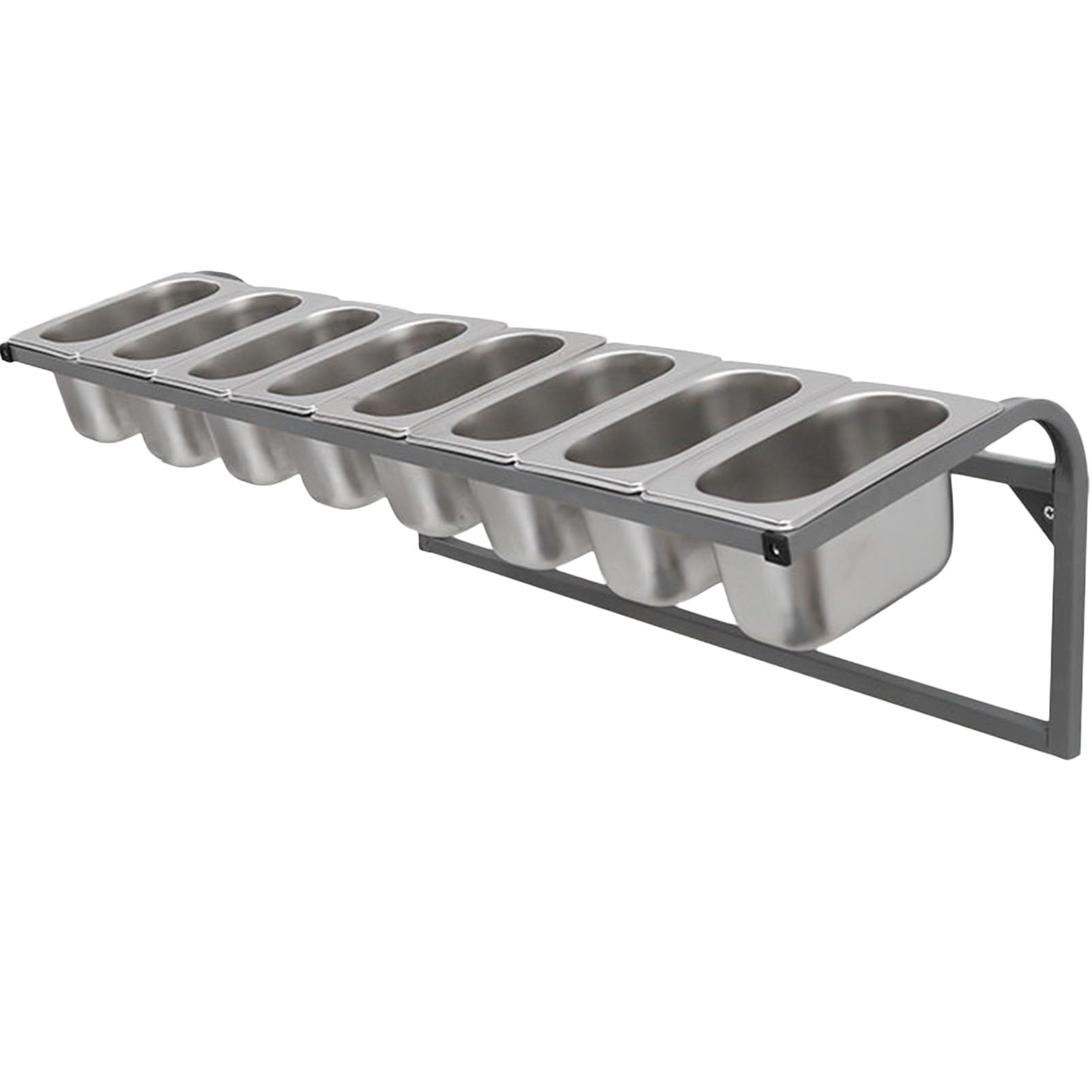 MYUYEE Wall Mounted Stainless Steel Spice Rack & Spoon Set Commercial Pizza Topping Station For Seasoning Ingredients Fruits & Food Storage