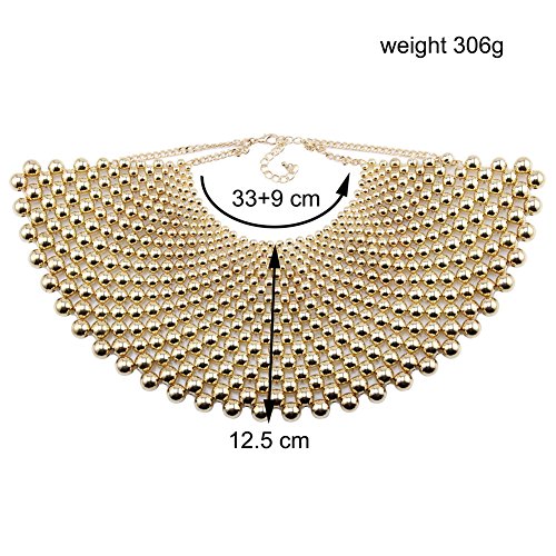 Florate Big Chunky Ball Beaded Maxi Choker Collar Pendant Necklace For Women Handmade Chain Metal Statement (Gold) #TOP4