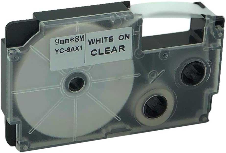 Compatible for Casio EZLabel Tape 9mm White on Clear XR