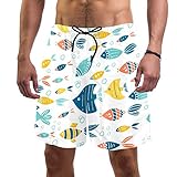 Eslifey Herren Strandshorts Unterwasserwelt Seestern Badehose elastisch Badeanzug Boardshorts für Herren Gr. S 7-9, multi