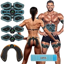 Lovcoyo Electroestimulador Muscular,EMS Abdominales Electroestimulacion Muscular,6 Modos y 19 Intensidades,USB Recargable Electroestimulador Cuerpo Completo Ab/Brazo/Pierna/Gluteos Electroestimulador