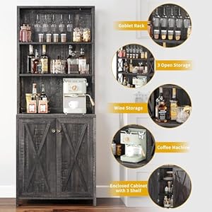 Dwvo67tallwinebarcabinetforliquorandglassesfarmhousekitchencabinetcoffeebarwithadjustableshelvesopenstorageshelvesbuffetkitchencabinetfordinningroomkitchenrusticoak Urban Country Home Decor Dwvo 67 tall wine bar cabinet for liquor and glasses farmhouse kitchen cabinet coffee bar with adjustable shelves open storage shelves buffet kitchen cabinet for dinning room kitchen rustic oak urban country home decor