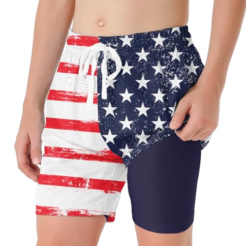 westwolf 6-20T Boys Swimming Trunks 2 in 1 Bathing Suit Quick Dry Board Shorts