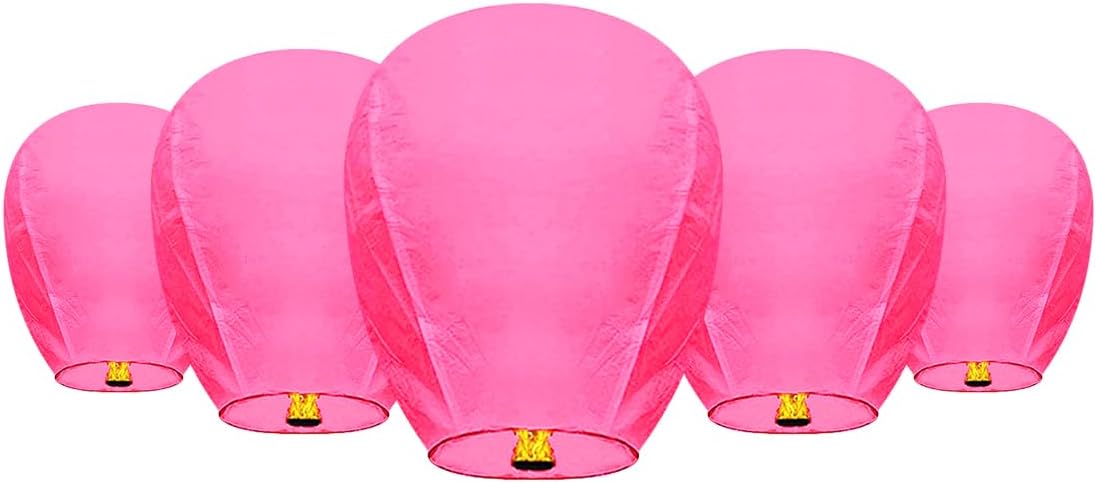 5-Pieces Eco-Friendly and Biodegradable Chinese Sky Lanterns (Pink)