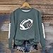 Game Day Sweatshirt for Women Football Graphic Sweatshirts Funny Long Sleeve Shirt Football Season Pullover Tops Army Green