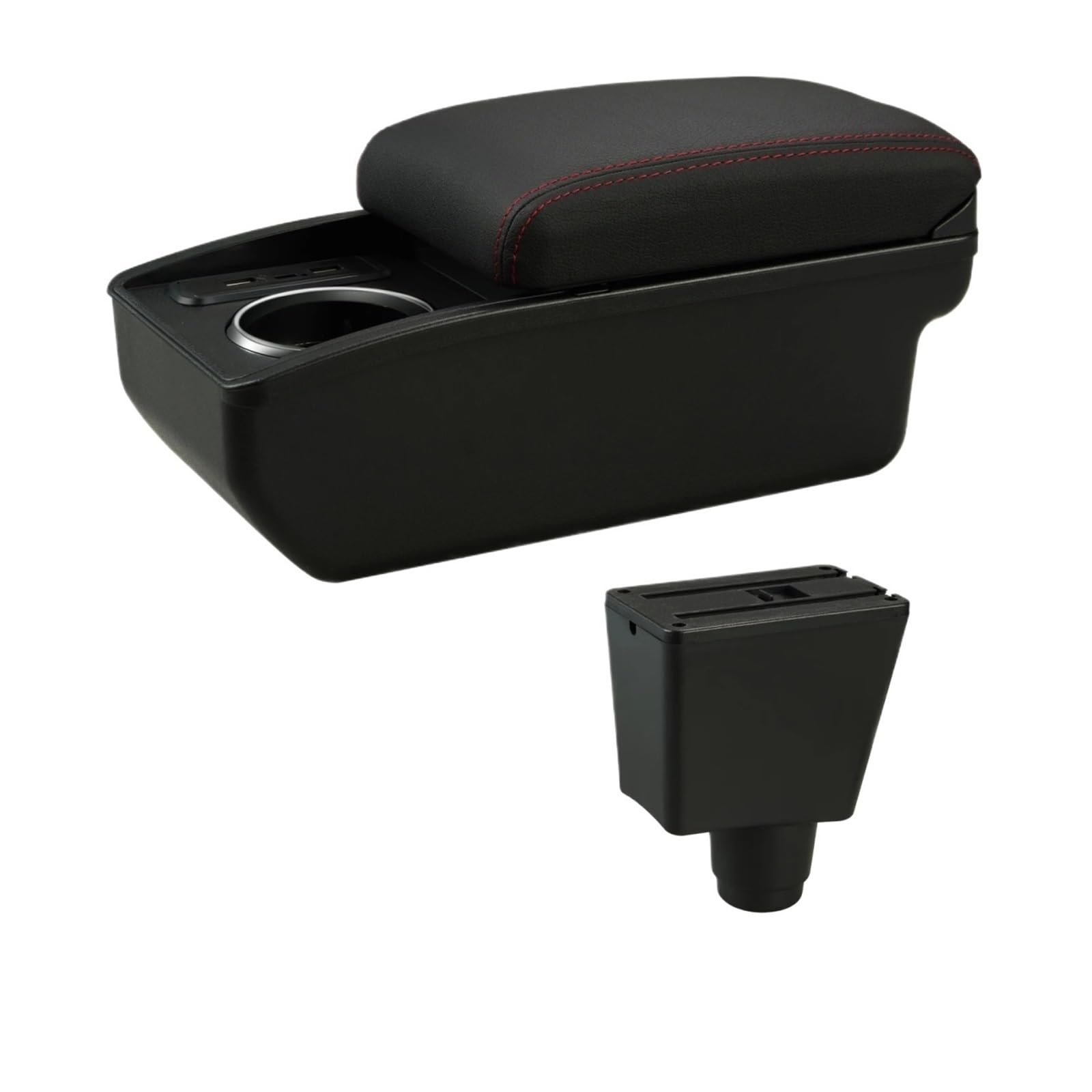 Umdjju C1 Red Line 6Usb For Logan For Sandero 2 2003-2007 Car Armrest Box Storage Interior Retrofit Accessories Car Centre Console Armrest Box(C1 Red Line 6Usb)
