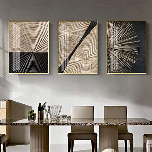 Toile abstraite rétro marron pour habiller un mur vide lot de 3 affiches 40x60cm