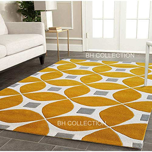 Image of Classical Look Embossed Curved Handmade Tufted Woolen Thick Plain Round Carpet for Bedroom Hall Size 8x8 feet (240X240 cm Round) Multi