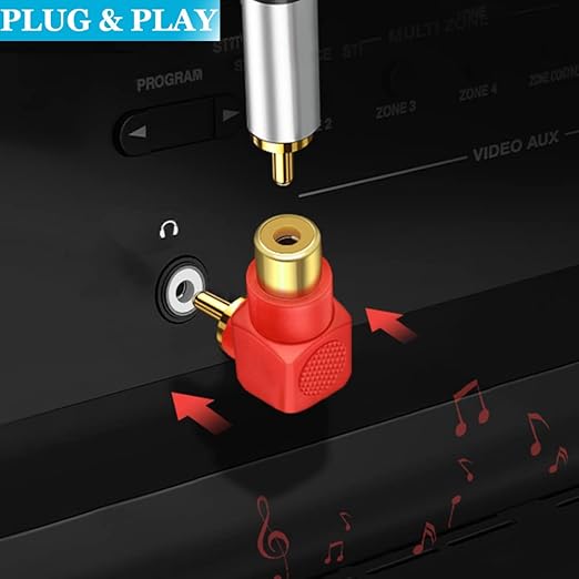 Adaptador RCA Macho a Hembra 90° 4 Unidades Dorado miniatura 6