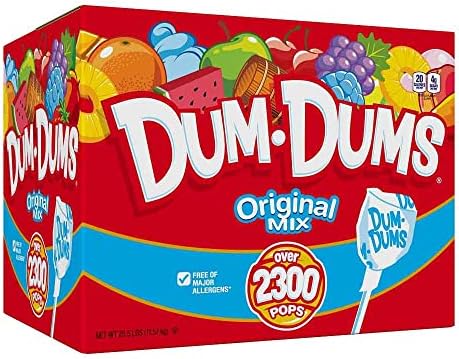 Dum Dums Original Mix 2,300 Count Box- All-Time Classic Flavors - Bulk Candy, Lollipops Individually Wrapped, Mix Variety Pack - Halloween Candy Bulk for Trick-or-Treating