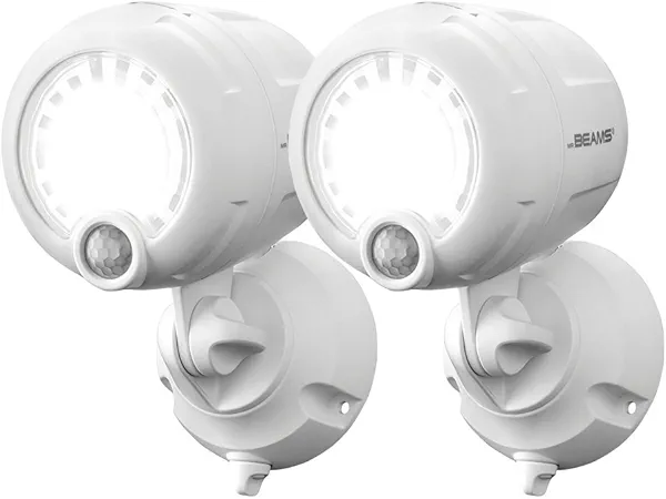 Beams MB360XT 200 Lumen Wireless Battery Operated Powered Motion Sensing LED Spotlight, 2-Pack, White