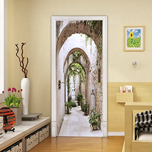 Urcolor Door Sticker Wallpaper Murals Peel And Stick Removable Vinyl Decals For Home Decor, 30.3" X 78.7" Archway Aisle #TOP2