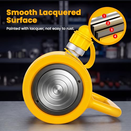 Image of NEWTRY 20 ton Hydraulic Cylinder Long Jack 4 inch Stroke Porta Power Ram Jack Lifting Cylinder Retract Automatically for Shipbuilding Bridge Construction