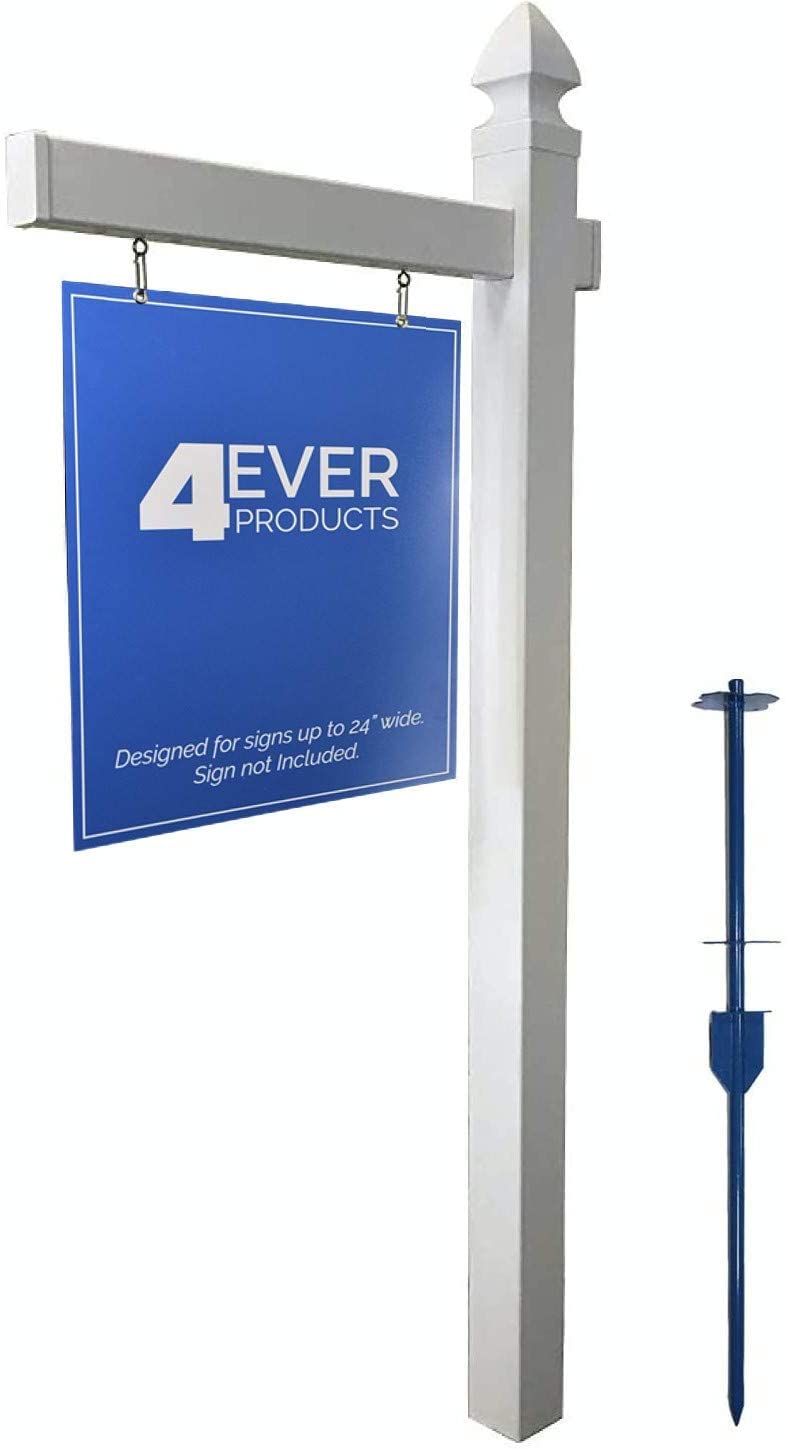 Photo 1 of 4Ever Products Vinyl PVC Real Estate Sign Post - White - 6' Tall Post (2 Pack - Save $5.99)