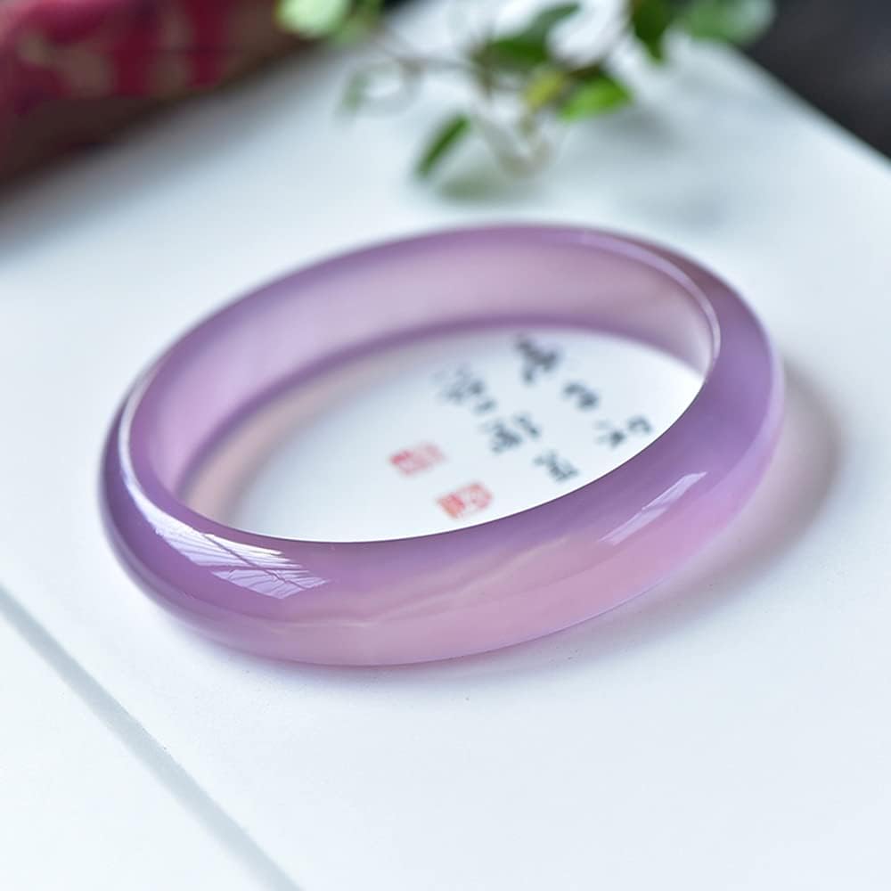 Braccialetto di Giada da Donna, Braccialetti di Giada Viola Chiaro Naturale Classico, Braccialetti di Giada con Pietre preziose di giadeite, Gioielli da 54-62 mm, 60 mm(54mm
