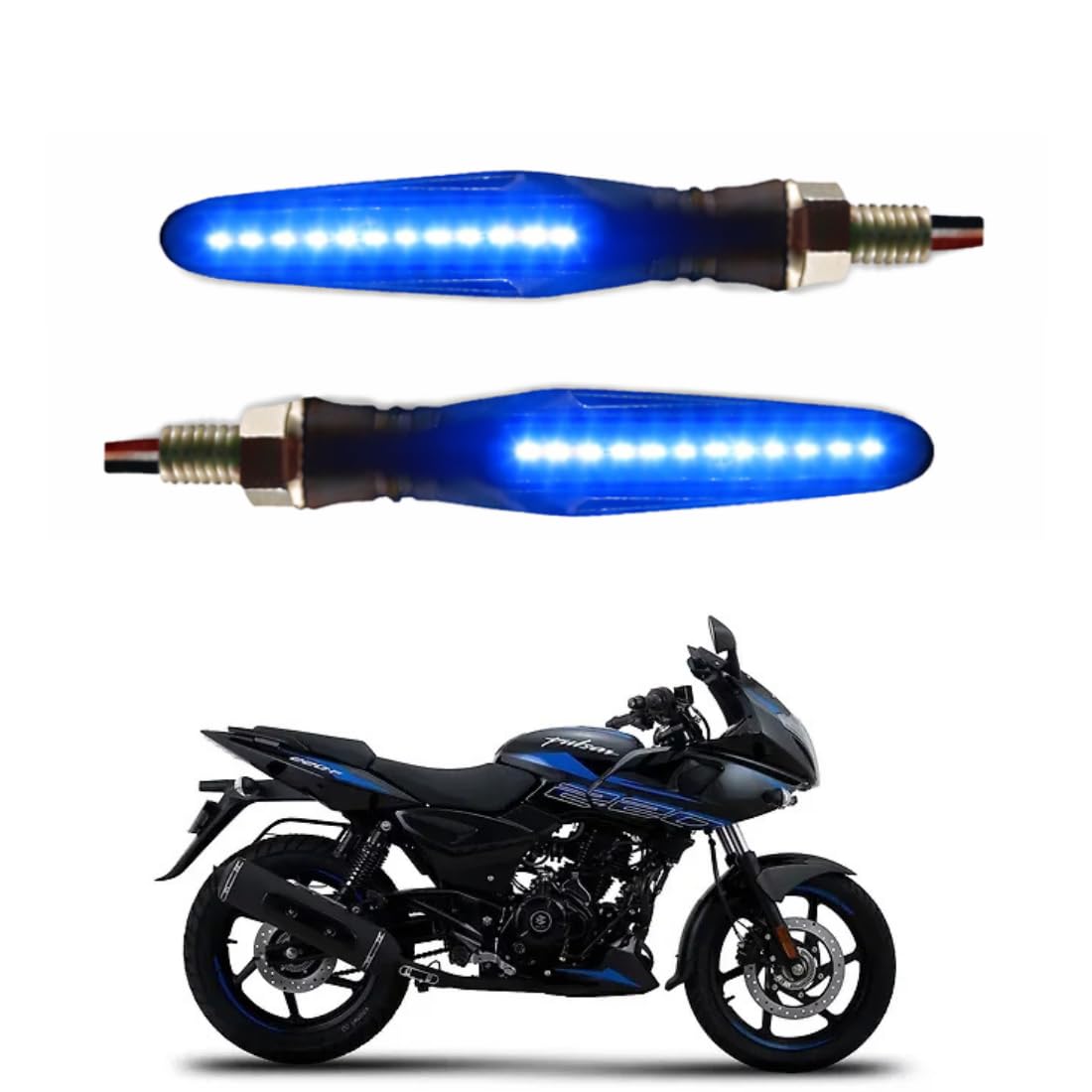 9-LED Waterproof Motorcycle Turn Signal Indicator Light – Blue Blinker For Bajaj Pulsar 220F A101-image-24