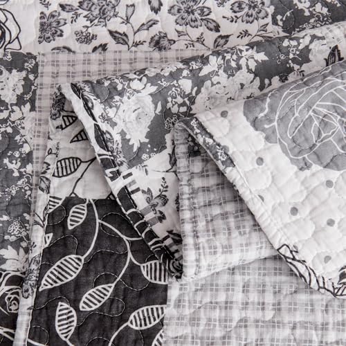 Colcha 100% algodón King de EVENHUG, ropa de cama reversible gris de alta suavidad para todo el año 7