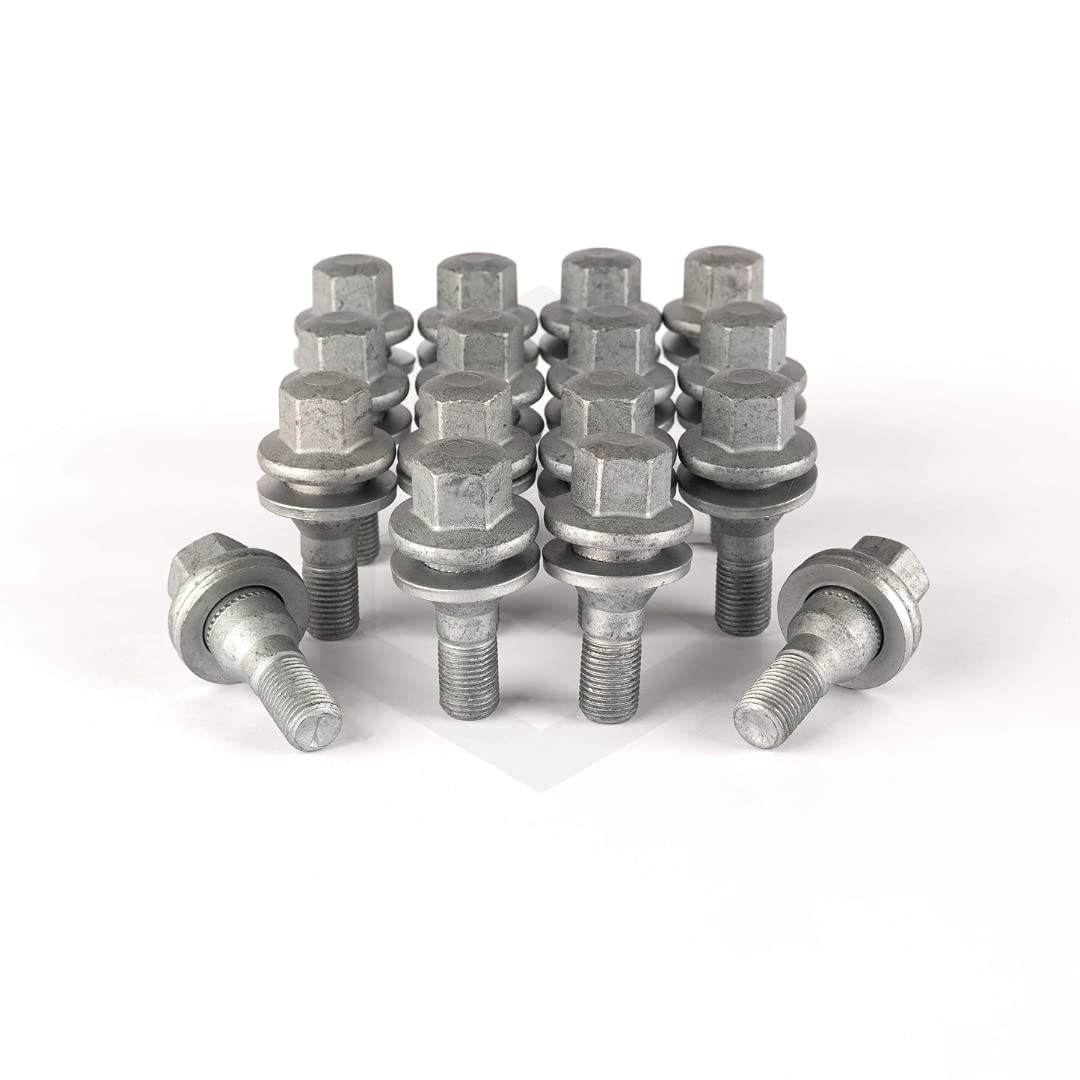 Ellis 16 bulloni di sicurezza di ricambio con rondelle piatte, M12 x 1,25, testa esagonale da 17 mm, compatibile con Citroen e Peugeot
