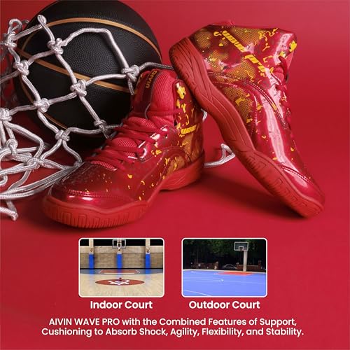 Image of Aivin Wave Pro Men's Basketball Shoes | Durable Rubber Sole | Indoor & Outdoor Court Shoes | Soft Cushion NR EVA Inner Insole I High-Performance Footwear for Basketball Enthusiast