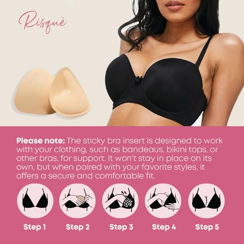 Size A Double Sided Sticky Bra Inserts Reusable | Push Up Lift Self-Adhesive Pads for Strapless, Bikini, Swimsuit, and Sports Bras | Comfortable, Invisible Support for a Natural Look | Long-Lasting2