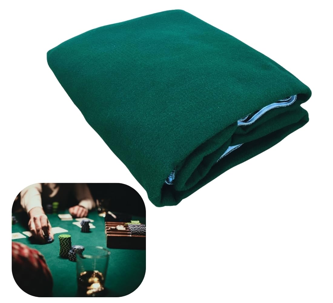 Generico Copritavolo da Gioco Verde, con Elastico, per Tavoli da 4 Posti, Quadrato 140 x 140 cm, Poliestere, Panno Verde Per Tavolo, Poker - Burraco - Texas Holde'm
