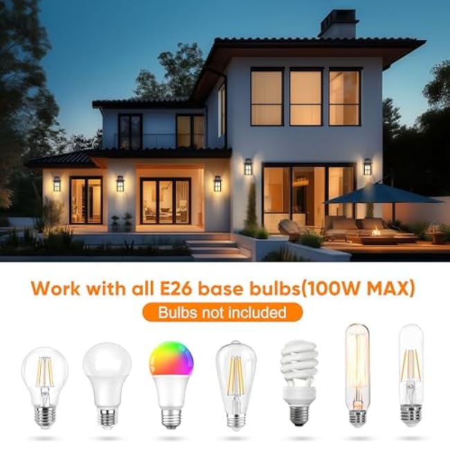 WIHTU Outdoor Wall Lantern, Porch Lights with Glass Shade, Waterproof Wall Sconce Light, ORB Fixtures Exterior Lighting, Aluminum Lanterns, Anti-Rust Front Door Garden