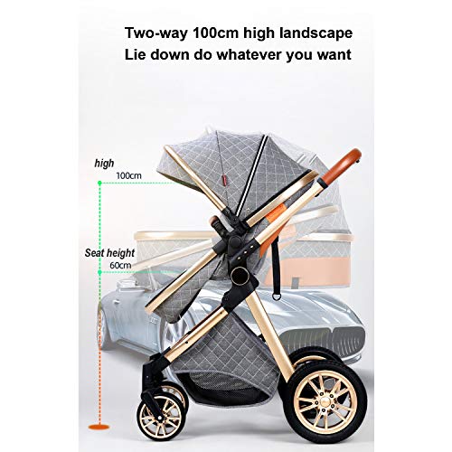 Kinderwagen 3 In 1 Lichtgewicht Kinderwagen, Kinderwagen High Landschap Travel Kinderwagen, Compact Folding Shock… - Afbeelding 4