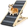 Dog Ramp for Bed, 6 Adjustable Height from 13.8″ to 25.6″, Folding Portable Wooden Pet Ramp for Small Dogs – Non-Slip High Traction Dog Ramp for High Bed Couch and Car Up to 200lbs
