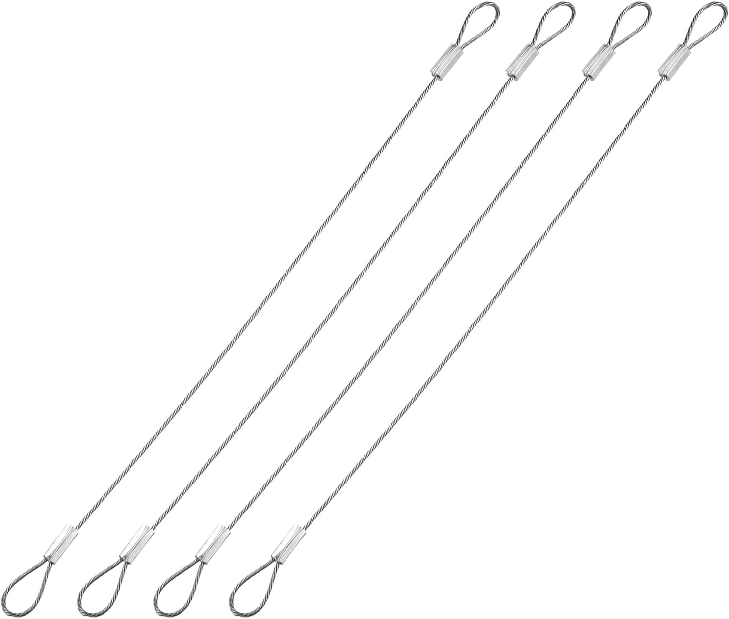YOKIVE 4 Pcs Stage Lights Safety Cables, 304 Stainless Steel Security Ropes with Double Loops | Great for Party Lighting LED (Silver, 8-Inch, 1mm Dia)
