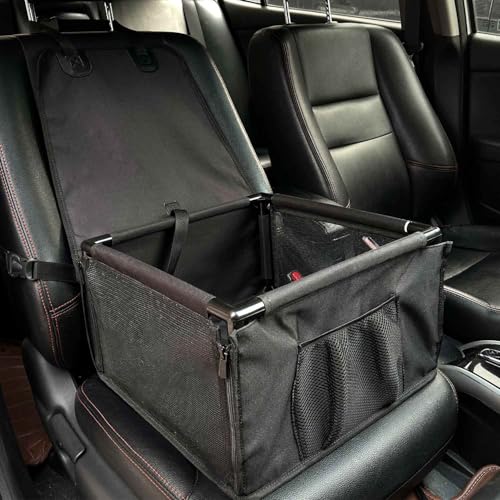 Hunde Autositz Hochwertiger Auto Hundesitz für kleine Hunde,Rahmen Wände Extra Stabiler Wasserdichter hundebox Auto für Rück- und Vordersitz, leicht zu reinigen