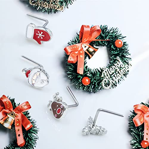 Charmonline 20G Christmas Nose Rings Pack Christmas Elements L-Shaped Nose Piercing Jewelry 316L Stainless Steel Snowmen Nose Ring Studs Nose Piercing Jewelry For Women And Men #TOP5