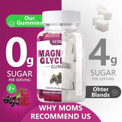 Magnesium Glycinate Gummies 1000mg with Magnesium L-Threonate,Chelated Magnesium Potassium Complex Supplement with VitD, B6, CoQ10, Calcium,Supports for Memory, Calm, Mood - 90 Elderberry Gummies