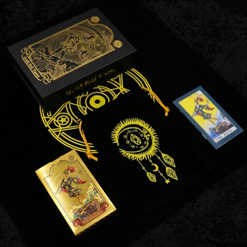 GIBZ Originales Tarot Lámina de Oro de Lujo Cartas Deck Tarot Set 78 Piezas