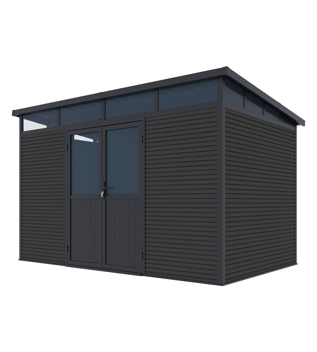 WEIDE WPC Gartenhaus Teak Geräteschuppen wetterfest (Anthrazit, 338x218) | Extreme Witterungsbeständigkeit & Robuste Markenqualität