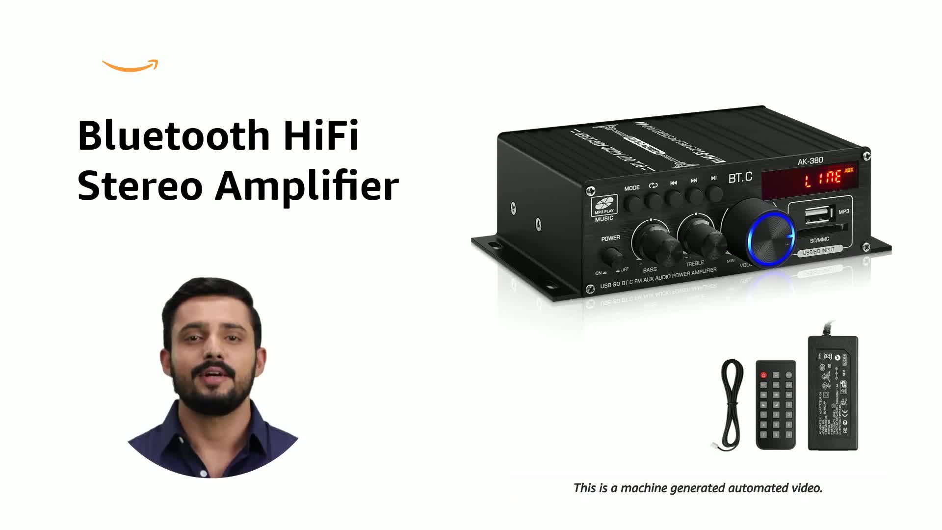 AK-380 USB SD BT.C FM AUX Audio Power Amplifier 2.0 CH 40W+40W