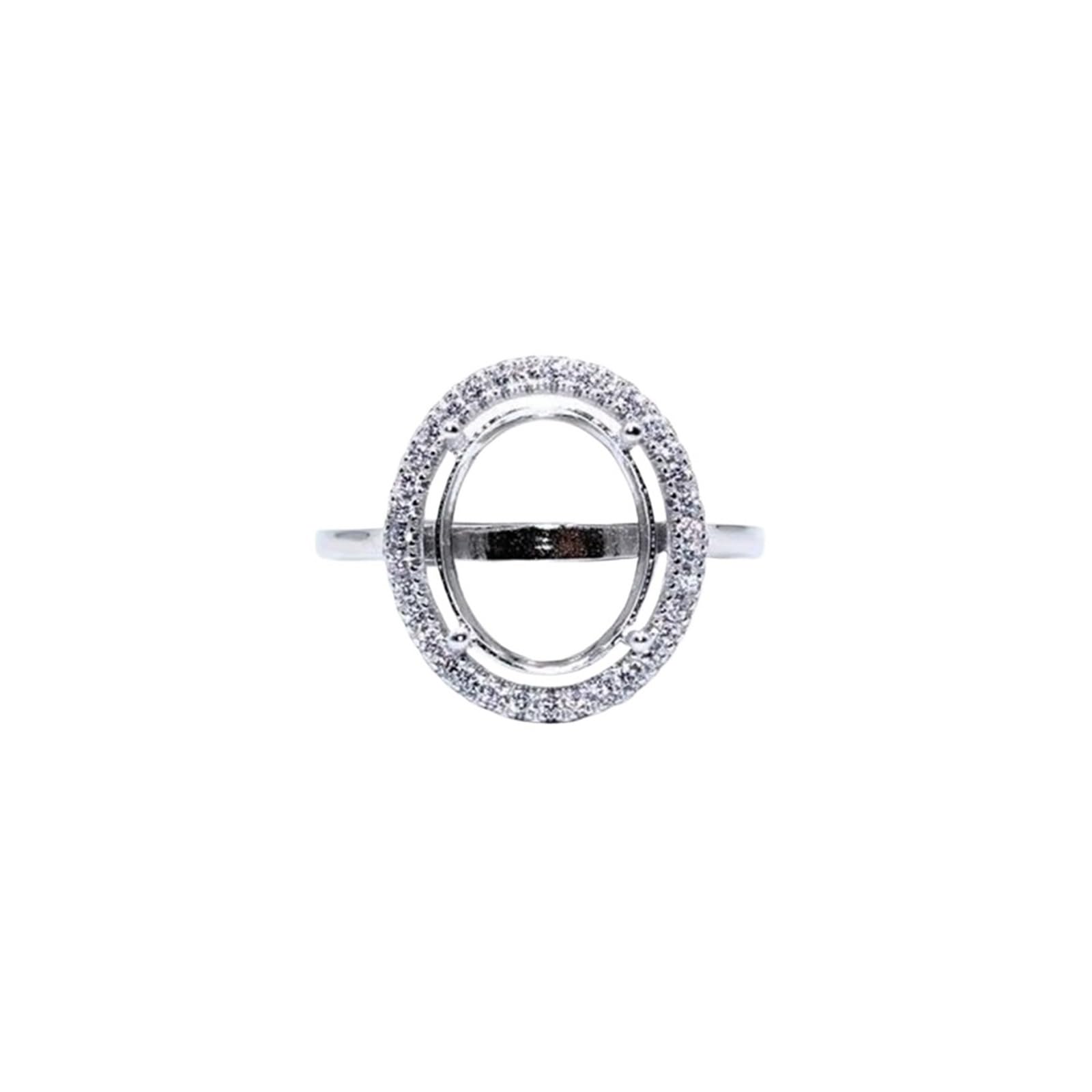 HKVTVCYPYA Anello ovale minimalista classico con strass intarsiati in argento sterling S925 for fai da te