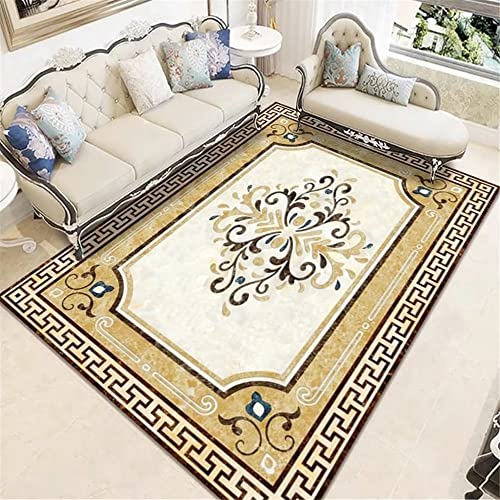 Tapis salon chambre durable jaune géométrique floral lavable en machine 40x60