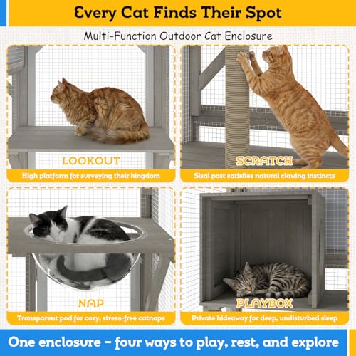 Image of Walk-in Catio with Storage Cabinet, Large Outdoor Cat Enclosure