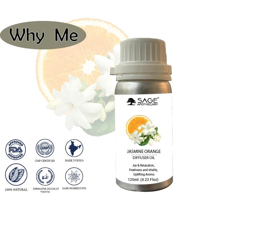 Image of Sage Apothecary Diffuser Oil for Relaxation, Calm Mood, 125 ml (125 ml, Jasmine Orange)