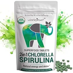 Organic Spirulina Chlorella Tablets - 50 Servings - 2-in-1 Superfood Algae Supplement for Natural Immune Support, Detox and Energy Boost. Broken Cell Wall. Organic Chlorophyll. Espirulina