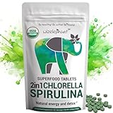 Organic Spirulina Chlorella Tablets - 50 Servings - 2-in-1 Superfood Algae Supplement for Natural Immune Support, Detox and Energy Boost. Broken Cell Wall. Organic Chlorophyll. Espirulina