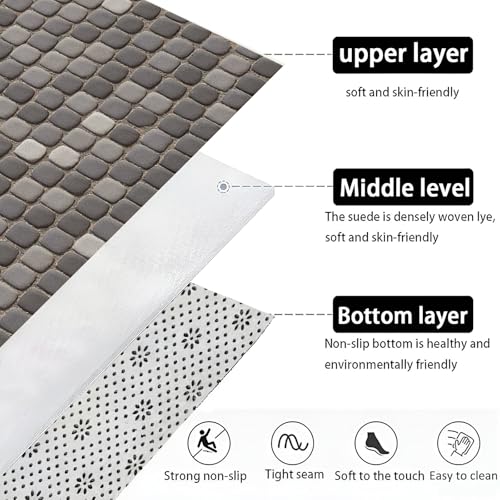 Paillasson imperméable gris 60x90 avec texture briques de pierre